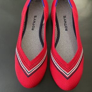 Rothy's Cherry Stripe Red Flat Shoe 8.5